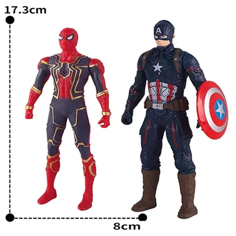 17 cm crianças brinquedos marvel anime figuras spiderman hulk figura de ação homem de ferro dos desenhos animados crianças brinquedo presente natal brilho boneca hobbies