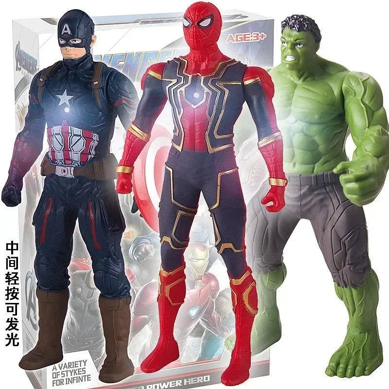 17 cm crianças brinquedos marvel anime figuras spiderman hulk figura de ação homem de ferro dos desenhos animados crianças brinquedo presente natal brilho boneca hobbies