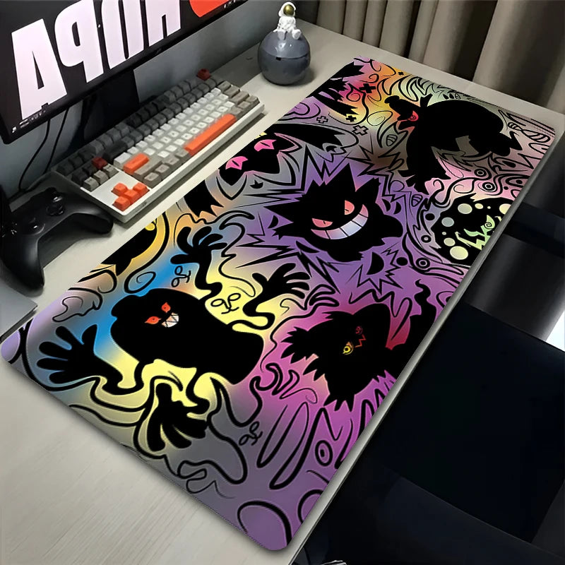 Tapete de teclado colorido Gaming, Japão fresco Anime Mouse Pad, P-Pokemon Mat Mesa, PC G-Gengar Gamer Gabinete Mousepad, XXL, Preto