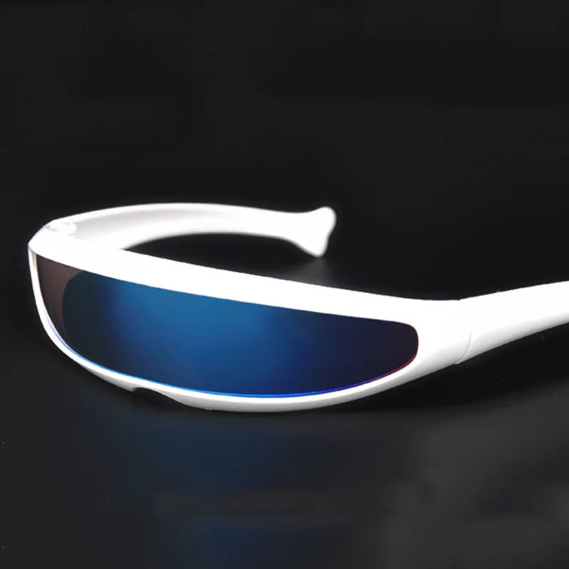 Novo futurista estreito ciclope óculos de sol laser uv400 personalidade lente espelhada traje óculos masculino gafas de sol