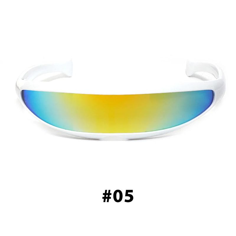 Novo futurista estreito ciclope óculos de sol laser uv400 personalidade lente espelhada traje óculos masculino gafas de sol