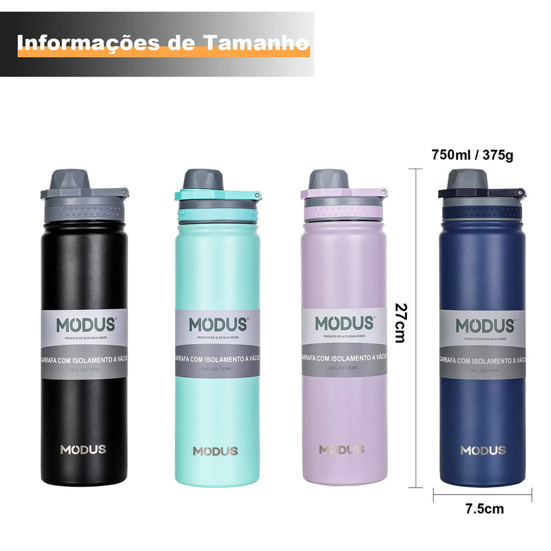 MODUS Garrafa térmica de água com tampa flip,aço inoxidável,vácuo de parede dupla,copo de água para esportes ao ar livre,750ml