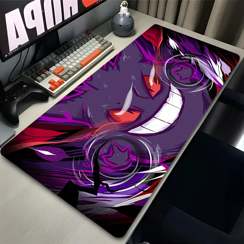 Tapete de teclado colorido Gaming, Japão fresco Anime Mouse Pad, P-Pokemon Mat Mesa, PC G-Gengar Gamer Gabinete Mousepad, XXL, Preto