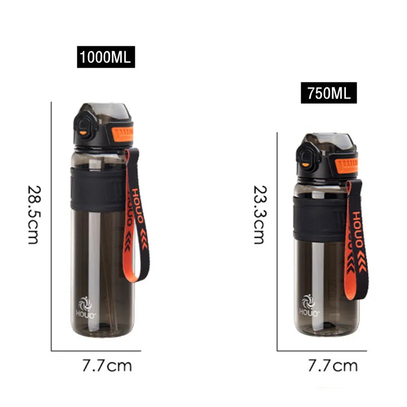 1000ml/750ml portátil esporte garrafa de água durável ginásio fitness esporte ao ar livre escalada ciclismo garrafa potável