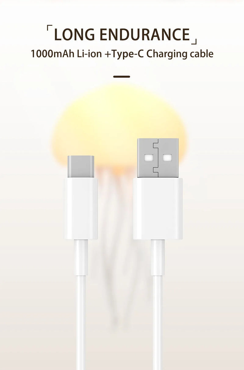 Medusa dos desenhos animados luz noturna rgb gradiente bonito medusa lâmpada de cabeceira controle de voz tipo-c carregamento led noite lâmpada