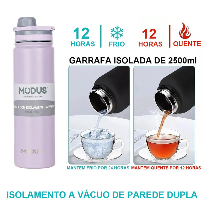 MODUS Garrafa térmica de água com tampa flip,aço inoxidável,vácuo de parede dupla,copo de água para esportes ao ar livre,750ml