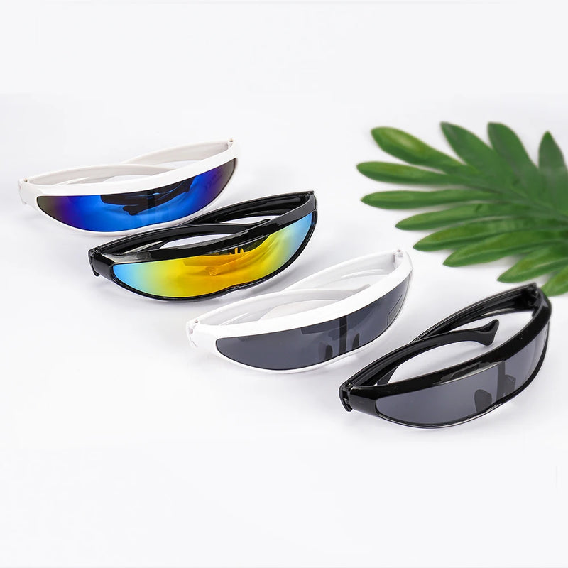 Novo futurista estreito ciclope óculos de sol laser uv400 personalidade lente espelhada traje óculos masculino gafas de sol