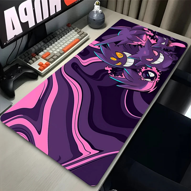 Tapete de teclado colorido Gaming, Japão fresco Anime Mouse Pad, P-Pokemon Mat Mesa, PC G-Gengar Gamer Gabinete Mousepad, XXL, Preto