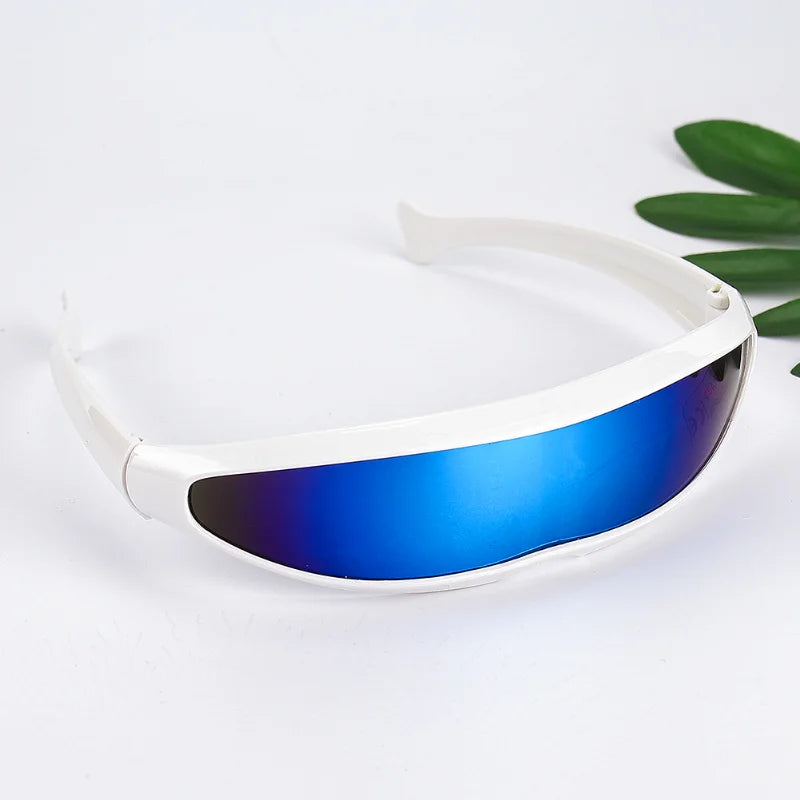 Novo futurista estreito ciclope óculos de sol laser uv400 personalidade lente espelhada traje óculos masculino gafas de sol