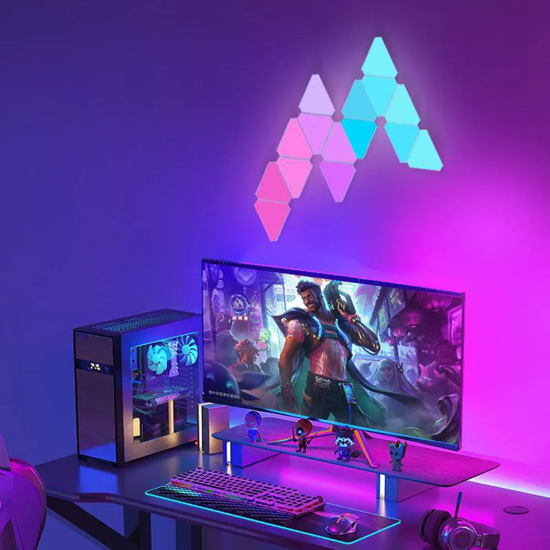 Lâmpada de parede quantum triangular led ritmo captador inteligente luz de fundo do quarto luz de cabeceira noite decoração do escritório RGB