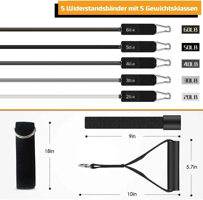 Conjunto de faixas de resistência, corda de tração de tensão para homens e mulheres, faixas de exercício de treino para fitness, academia em casa, equipamento de treinamento de força