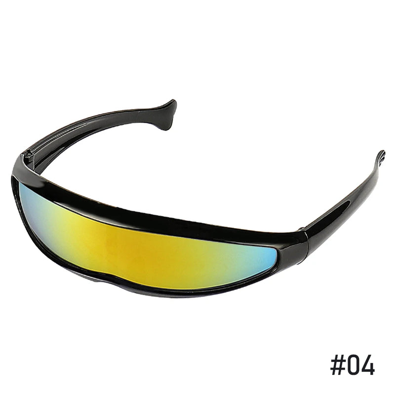 Novo futurista estreito ciclope óculos de sol laser uv400 personalidade lente espelhada traje óculos masculino gafas de sol